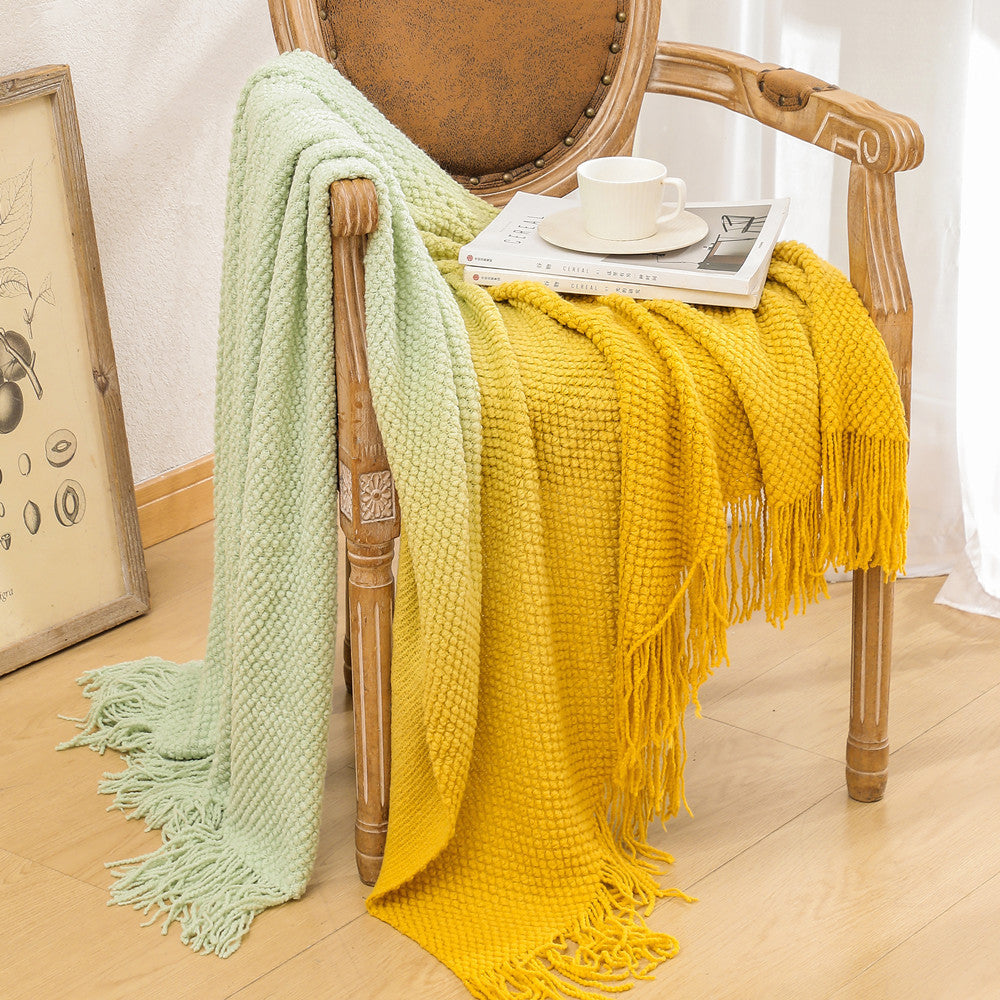 Luxury Textured Fringed Throw Blanket LoungeYard — product view 3