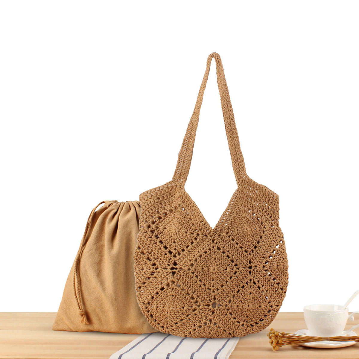 Hand-knotted tote bag with unique pattern LoungeYard — product view 7