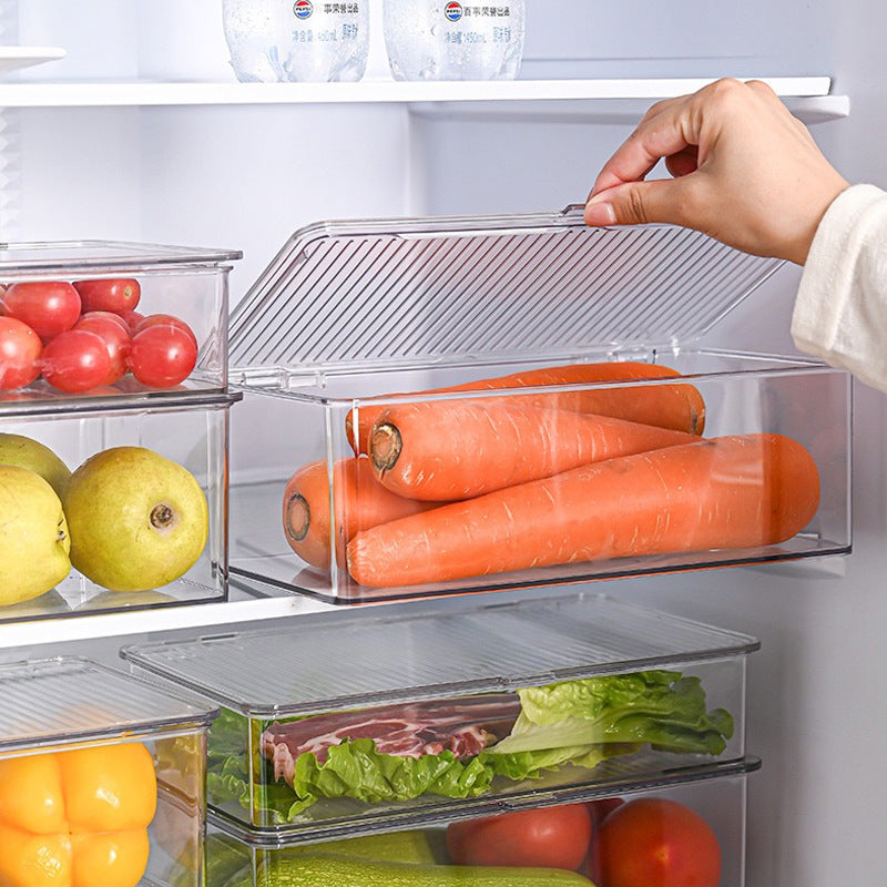Plastic storage box with ribbed clip lid and stackable design — product view 1