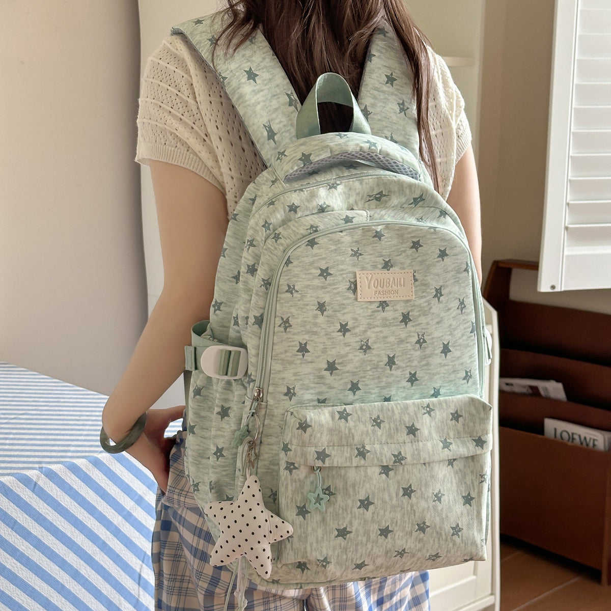 Fun Star-Printed School Backpack LoungeYard — product view 3