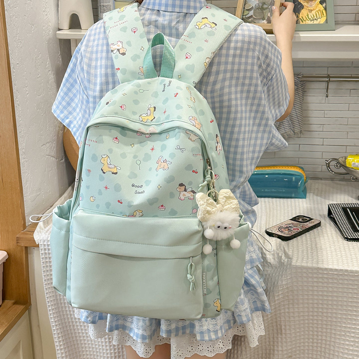 Cute Character Print Backpack LoungeYard 1791205506 — product view 1