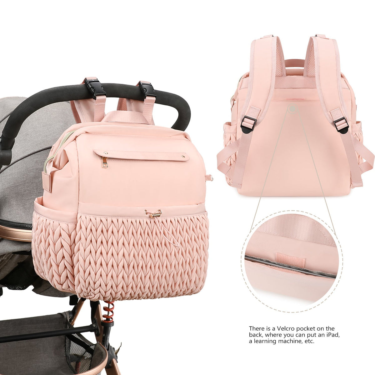 Fashionable backpack with braided design LoungeYard — product view 6