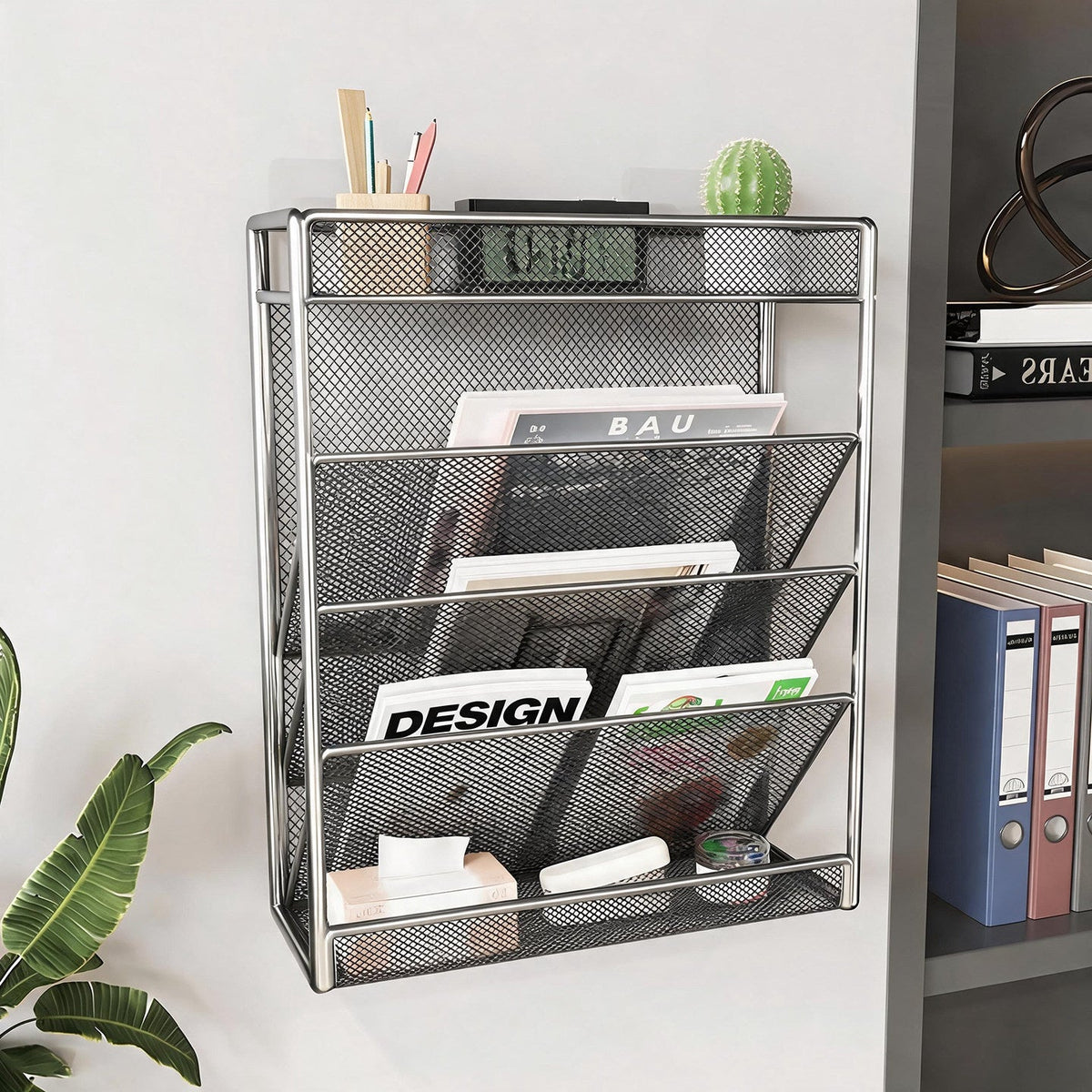 Mesh Wall-Mounted Document and Magazine Organizer — product view 1