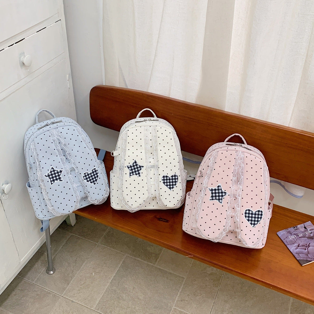 Fashionable Polka Dot Backpack LoungeYard — product view 1