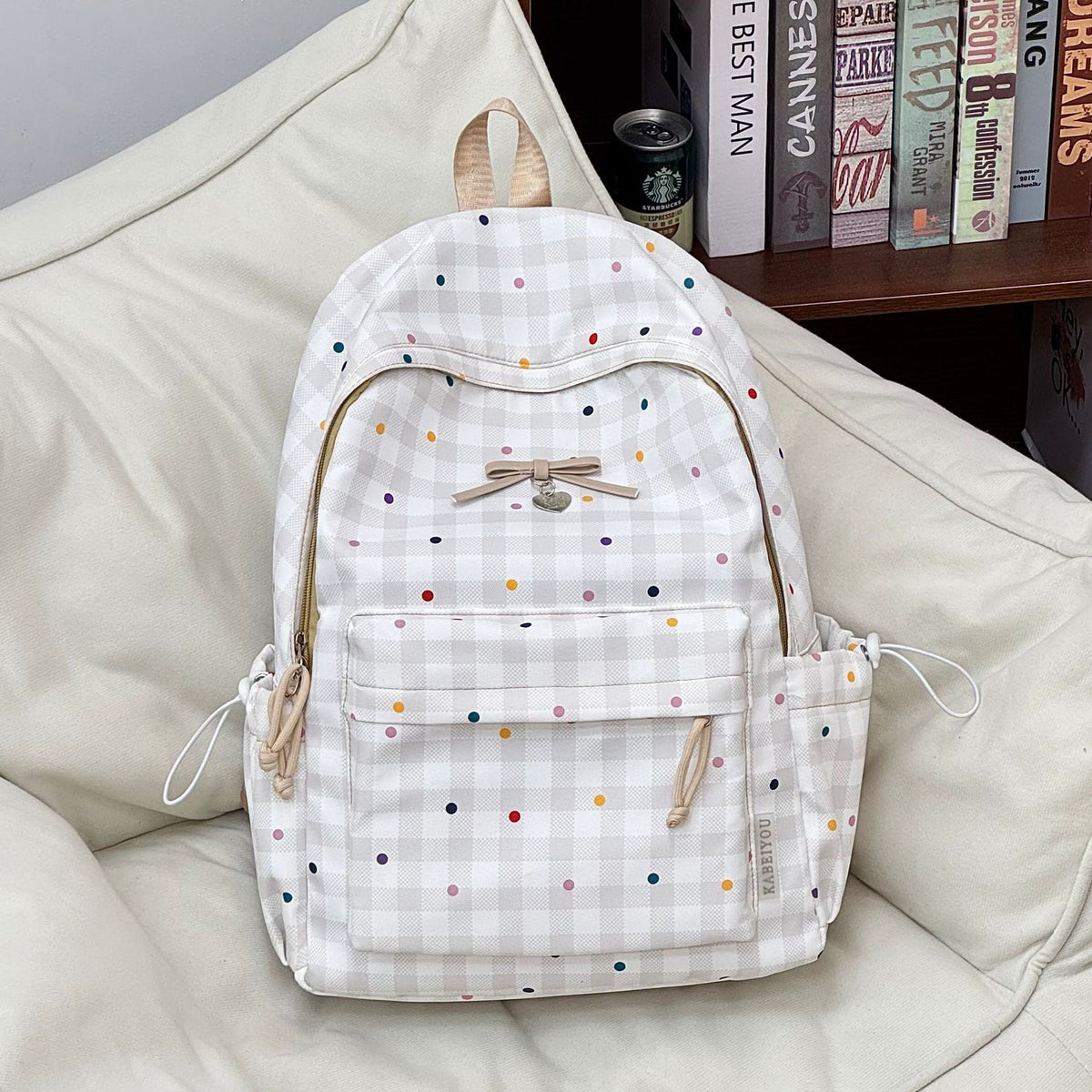 Playful Checked Pattern Backpack LoungeYard — product view 6