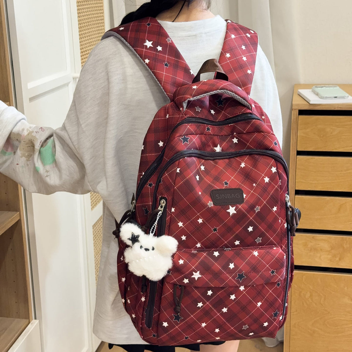 Plaid Patterned Backpack LoungeYard — product view 1
