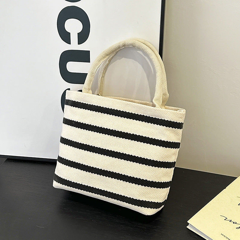 WoStriped Canvas Tote Bag LoungeYard — product view 2