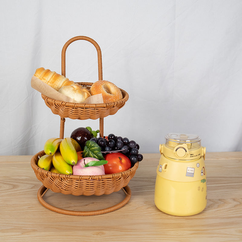Two-Tiered Wicker Fruit Stand LoungeYard — product view 3