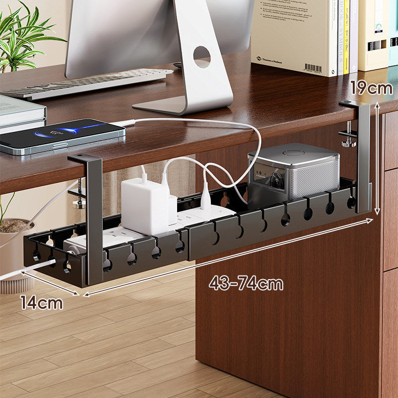 Adjustable Under-Desk Power Strip and Cable Management Tray — product view 4