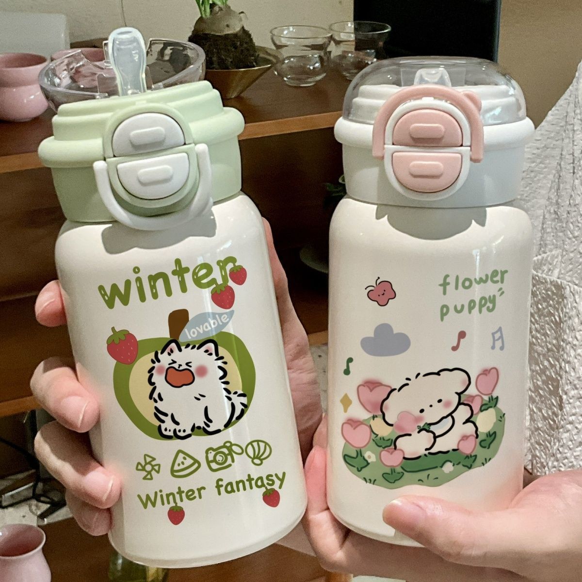 Ladies creative and functional water bottle with leak-proof lid LoungeYard — product view 2