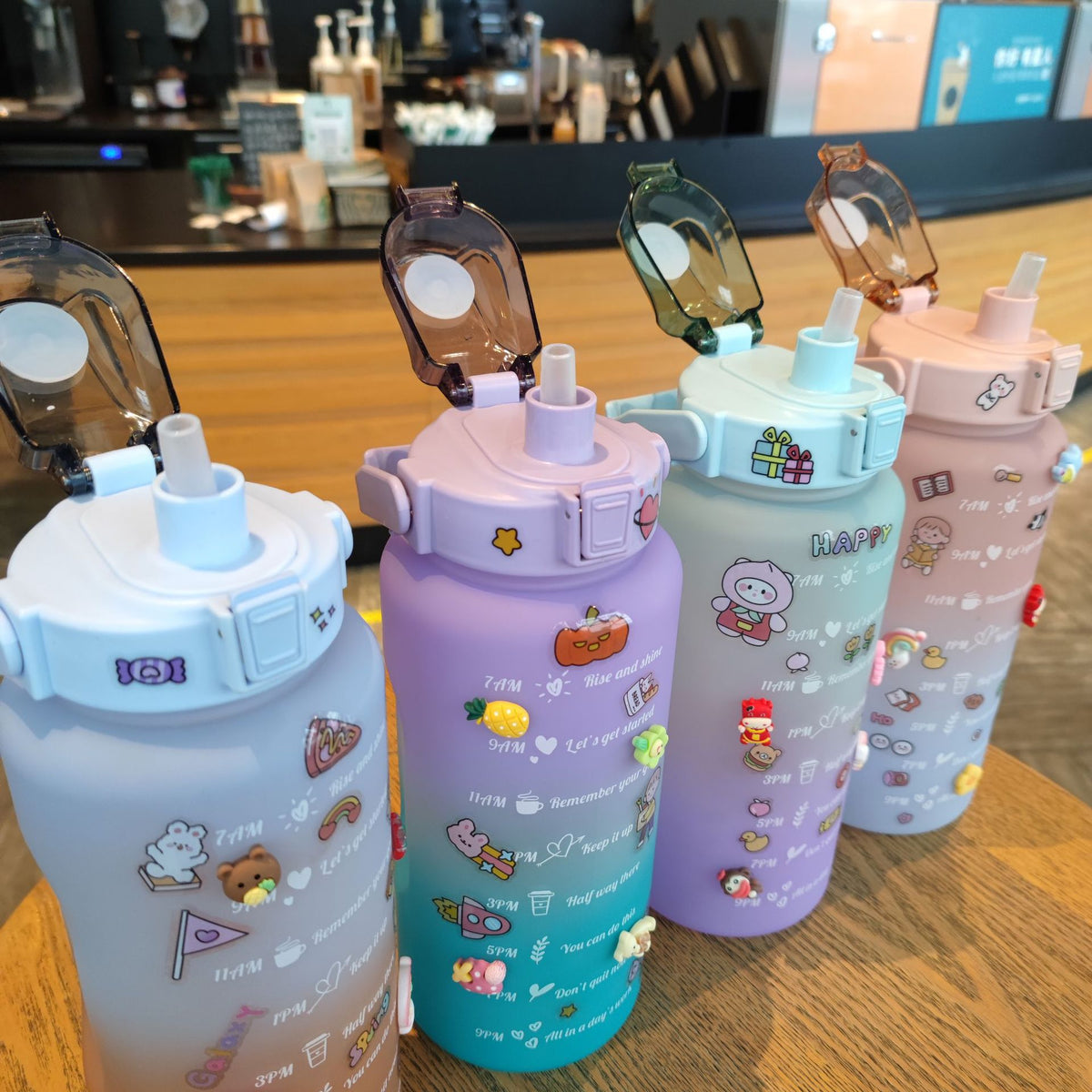 Women's Motivating Water Bottle with Interactive Sticker Set LoungeYard — product view 2