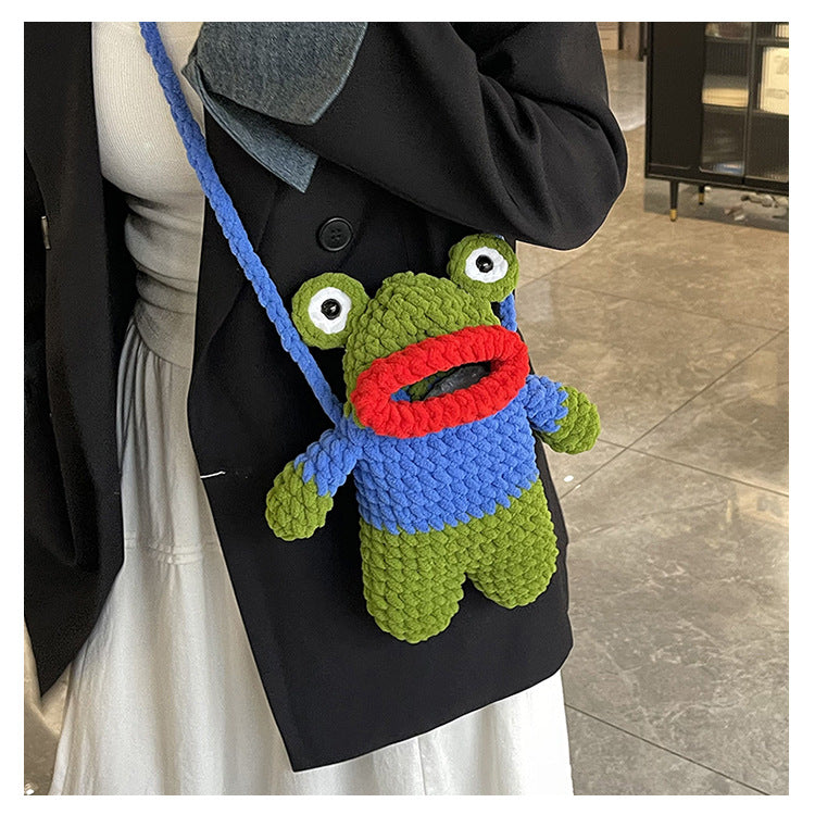 Fun Crocheted Frog-Themed Mini Backpack — product view 2