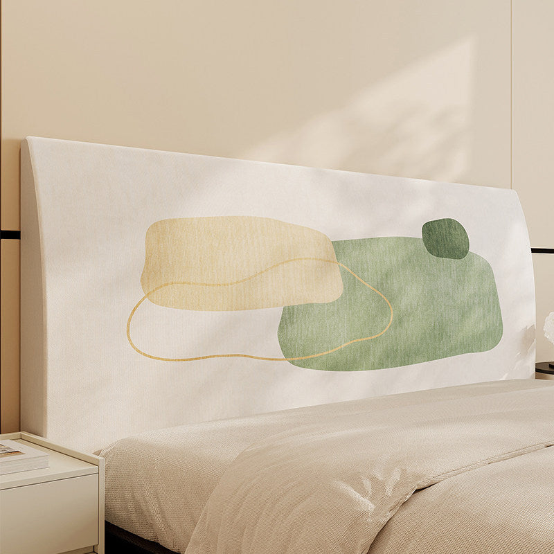 Upholstered Padded Headboard Cover with Abstract Minimalist Print — product view 3