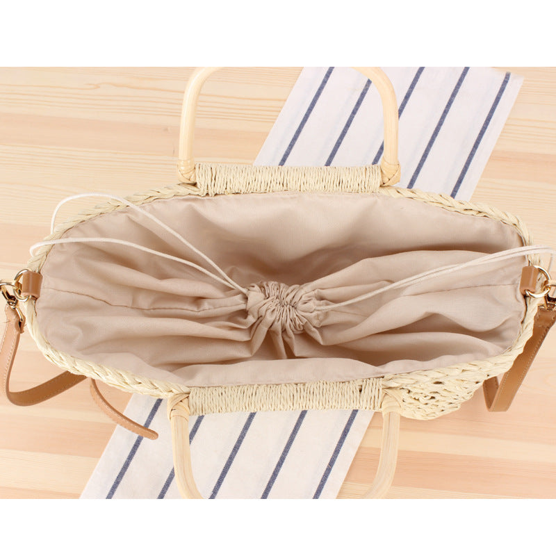 Soft and Stylish Straw Shoulder Bag with Removable Tassel Detail LoungeYard — product view 2