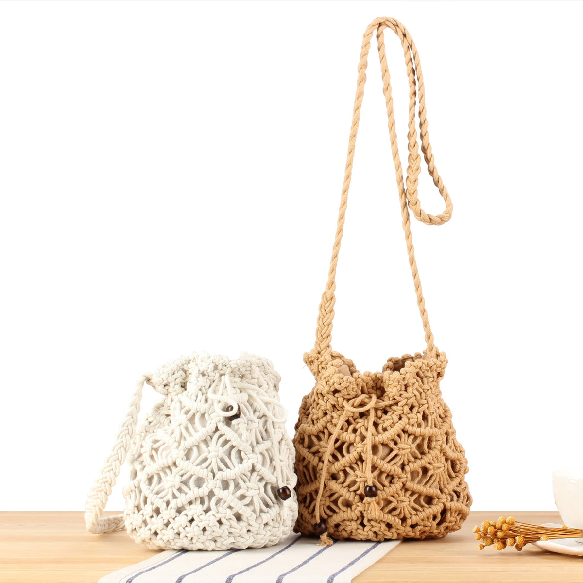Handmade Macrame Shoulder Bag LoungeYard — product view 1