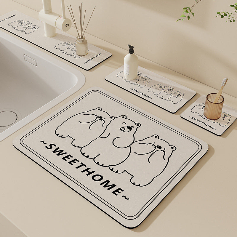 Cartoon Bear-Themed Bath Mat — product view 1
