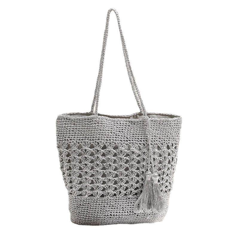 Crocheted tote bag with elegant tassels LoungeYard — product view 4