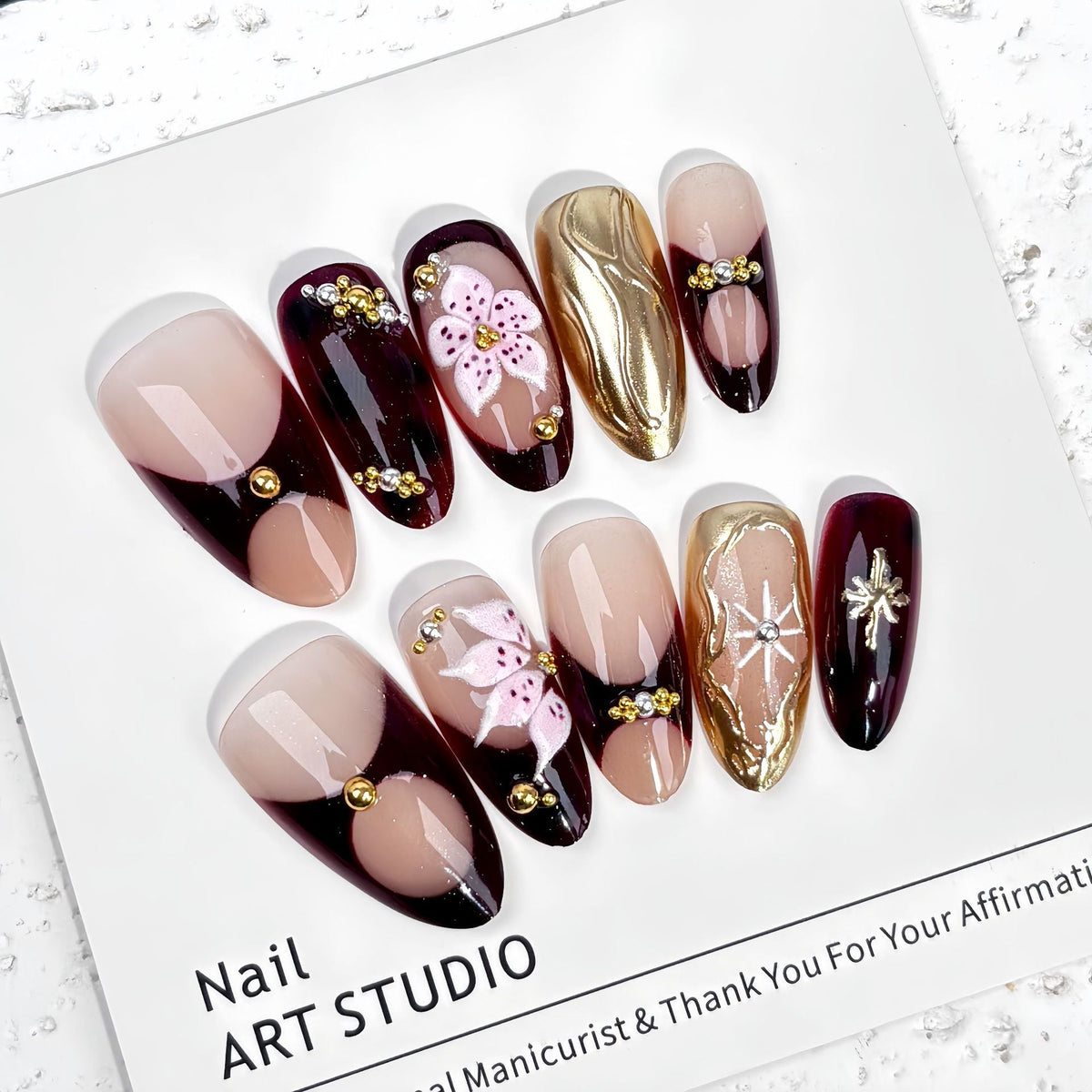 Elegant Floral-Themed Press-On Nail Set — product view 3