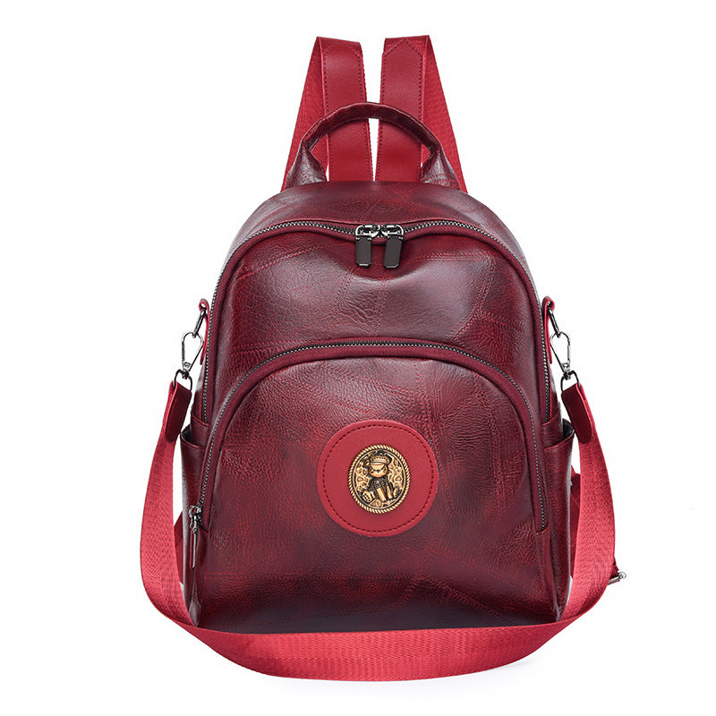 Vintage Style Leather Backpack — product view 3