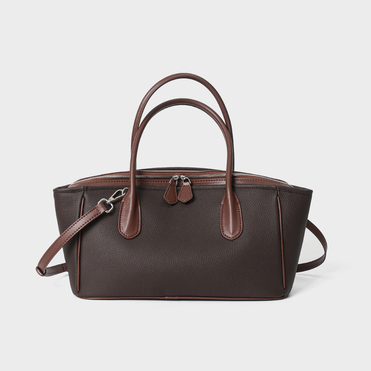 Compact Structured Tote Satchel with Dual Rounded Handles and Removable Shoulder Strap — product view 6