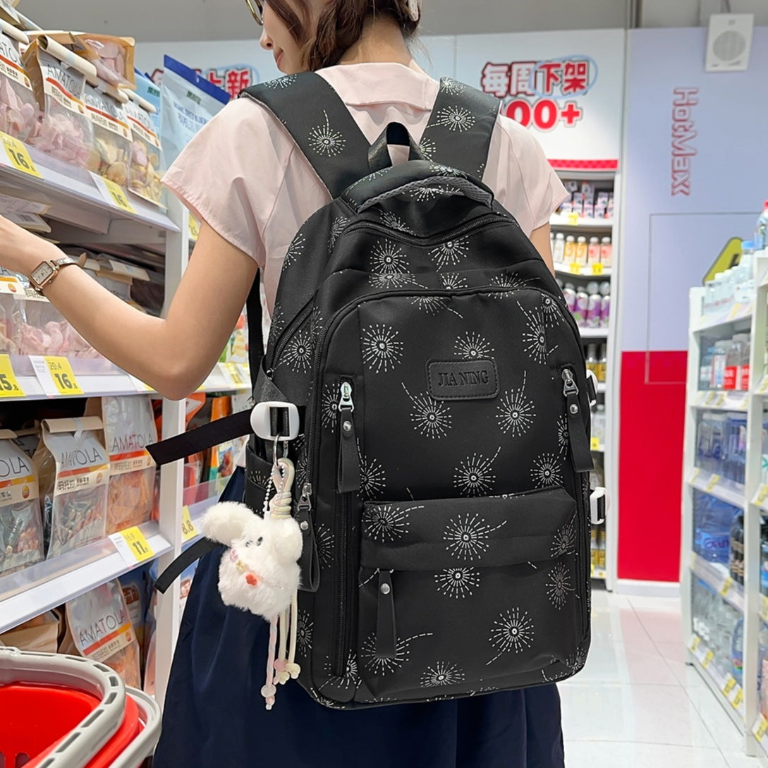 Floral-Printed Backpack with Adjustable Straps LoungeYard — product view 2