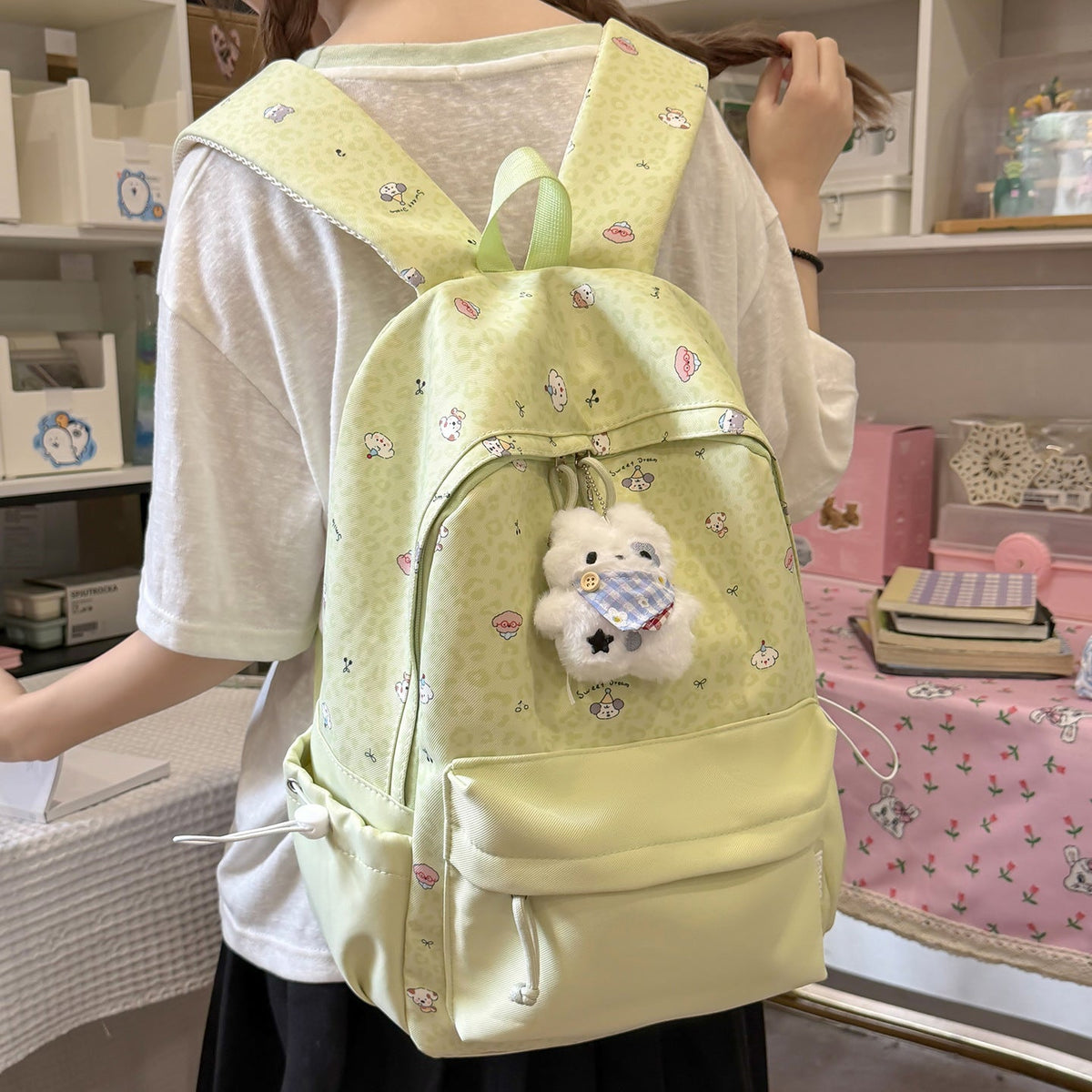 Cute Cartoon Animal Print Backpack LoungeYard — product view 3