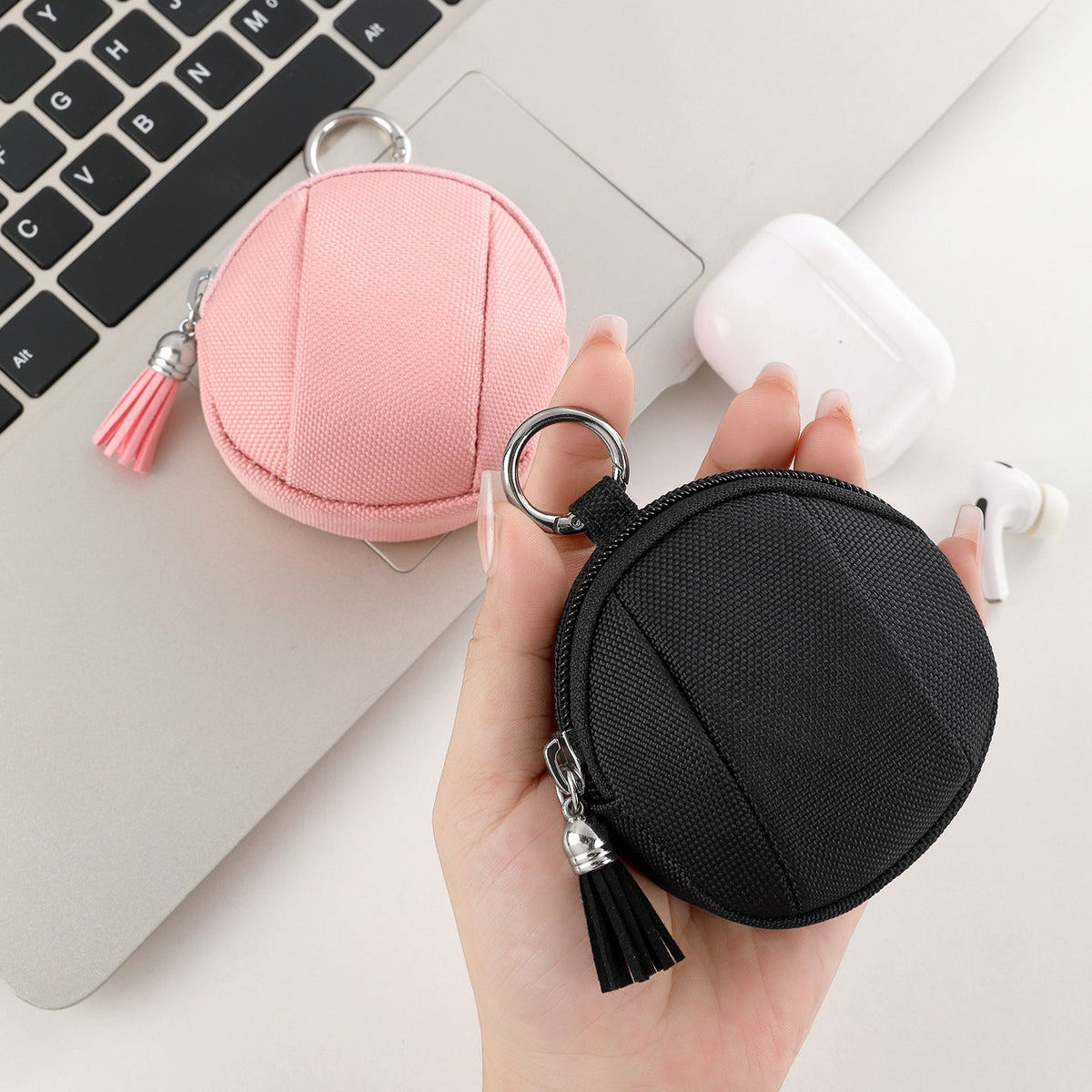 Compact Round Zippered Coin Pouch — product view 5