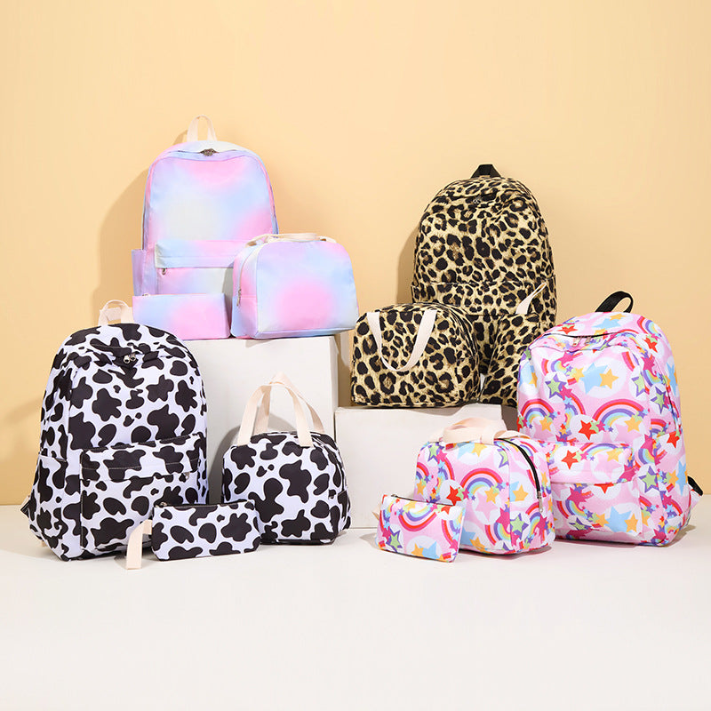 Stylish Cow Print Backpack and Accessory Set LoungeYard — product view 1