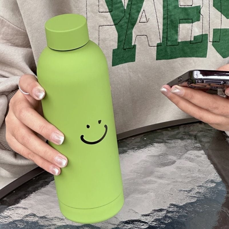 Women's insulated drinking bottle with modern smiley design LoungeYard — product view 2