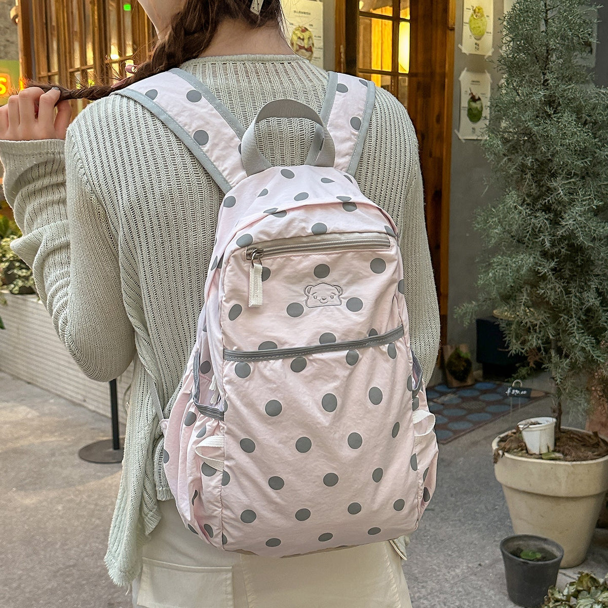 Casual Polka Dot Backpack LoungeYard — product view 3