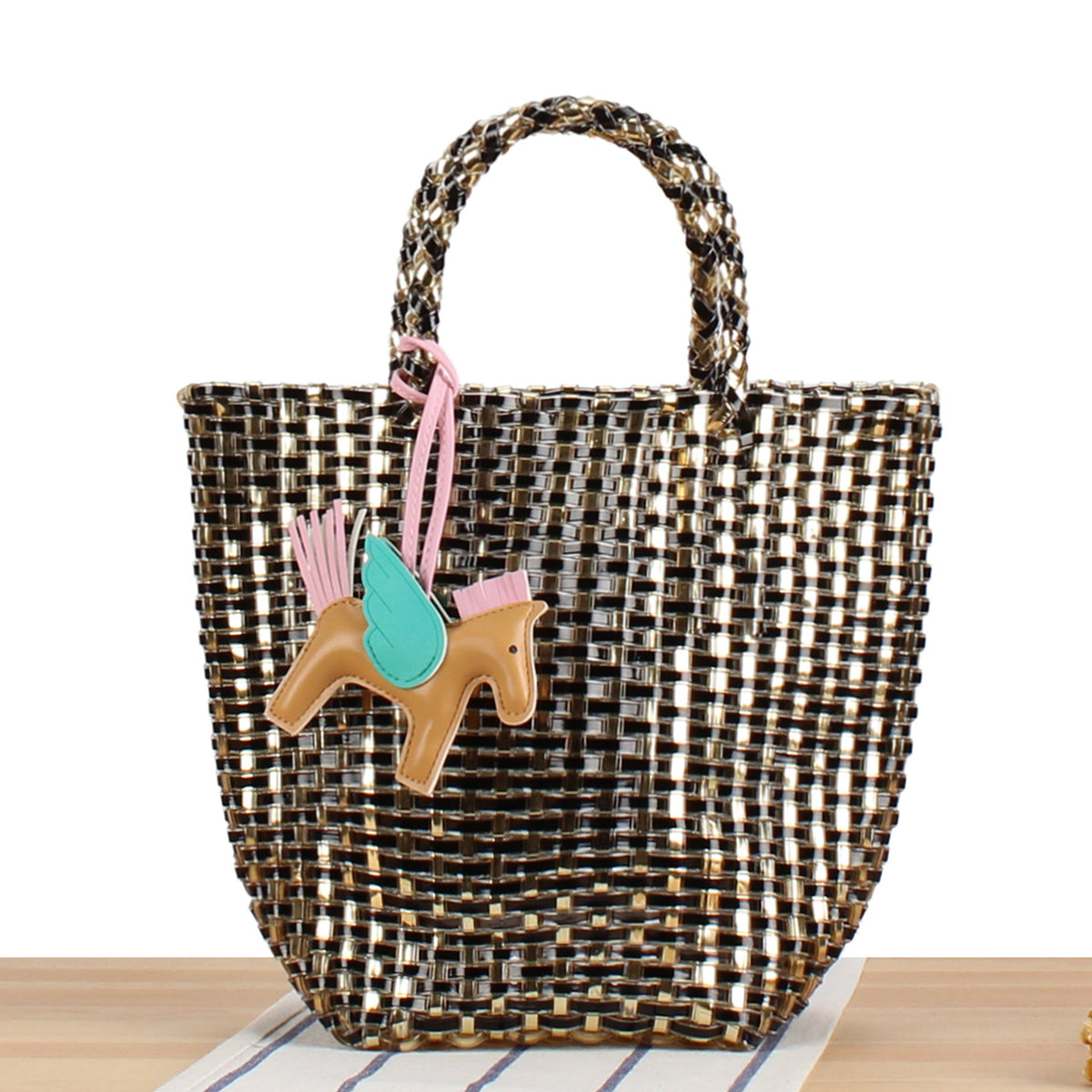 Playful basket bag with unique pendant LoungeYard — product view 7