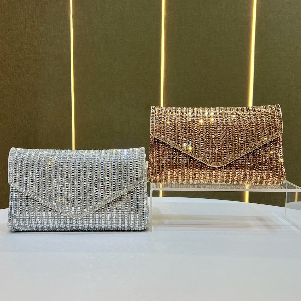 Decorative Crystal-Studded Evening Clutch — product view 3