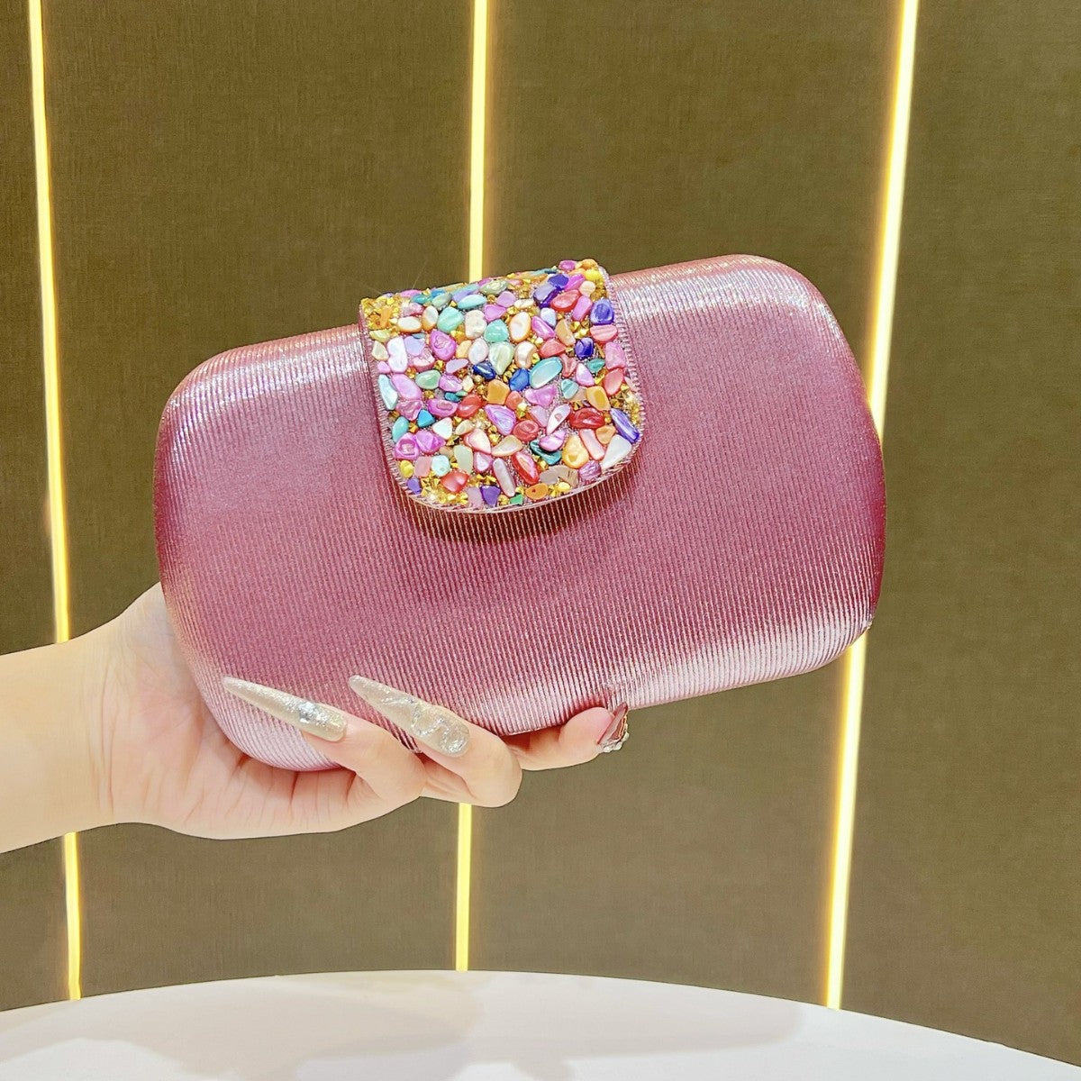 Rhinestone-Decorated Evening Clutch — product view 1