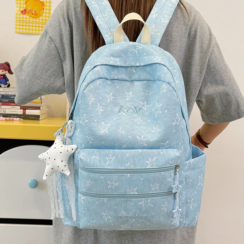 Star-Embellished Multi-Pocket Backpack LoungeYard — product view 4