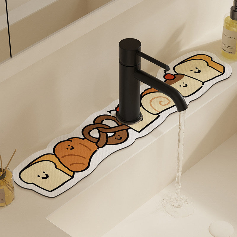 Decorative Absorbent Sink Mat with Cute Bread Cartoon Design — product view 6