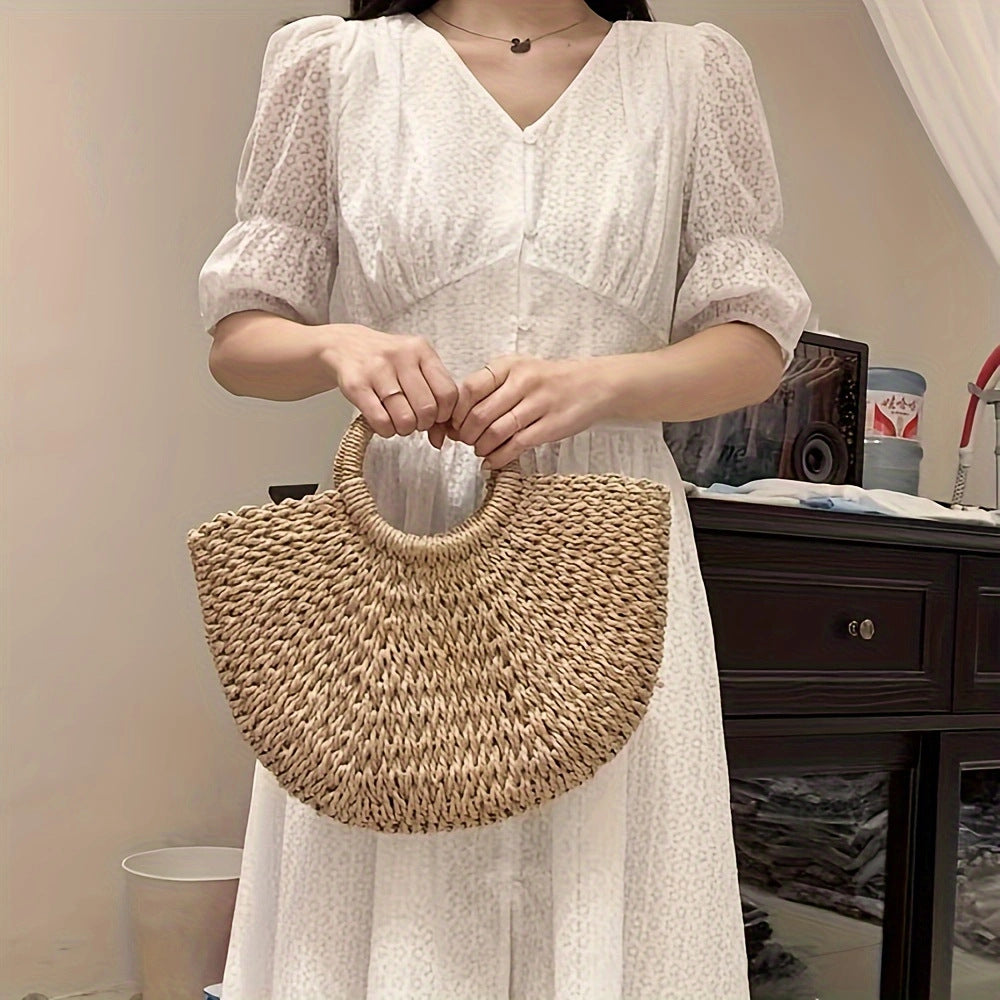 Handmade basket bag with light ruffles LoungeYard — product view 4