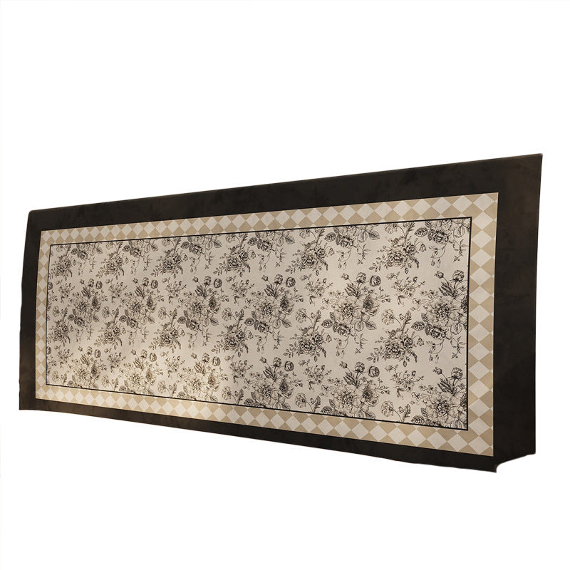 Removable Quilted Upholstered Headboard Slipcover with Framed Toile Floral Panel — product view 1