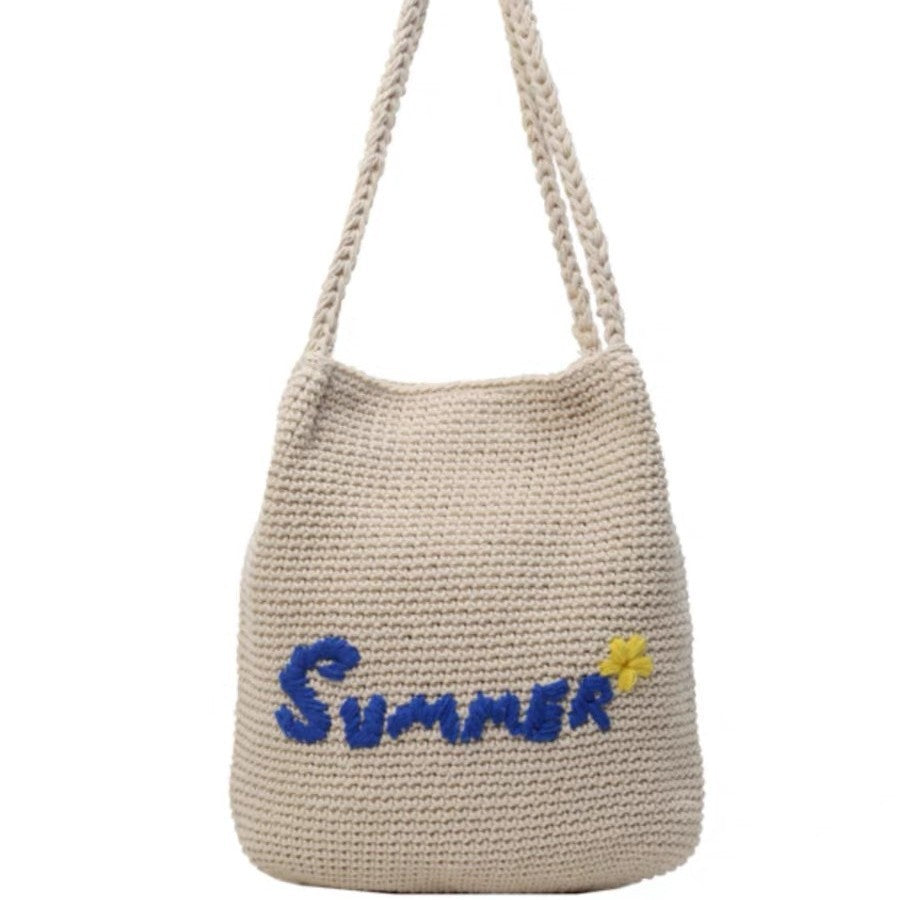 Macrame Drawstring Bag with Summer Motif LoungeYard — product view 5