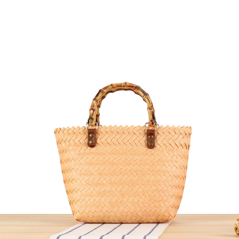 Braided handbag with high-quality bamboo handle LoungeYard — product view 1