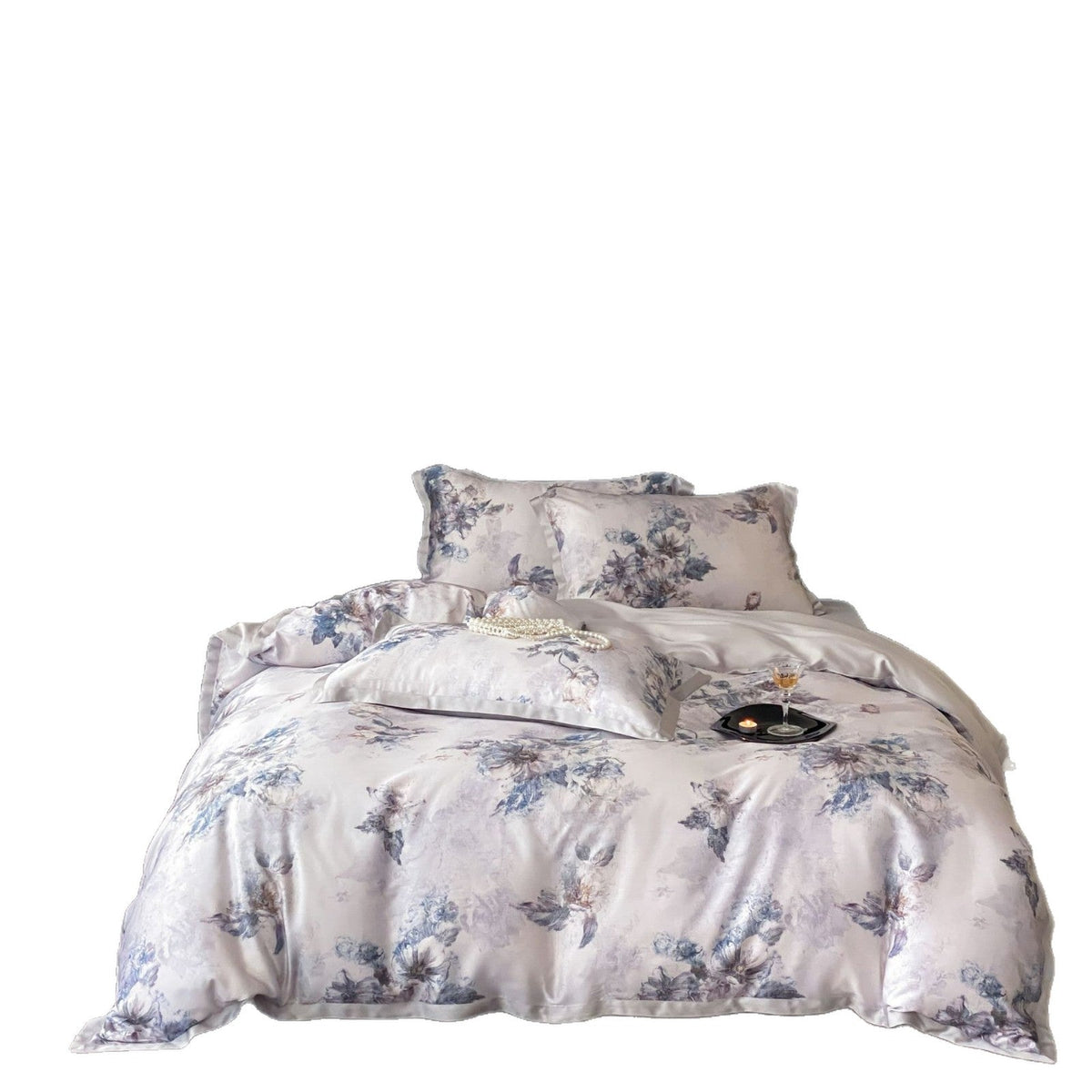 Luxurious satin bedding with floral watercolor print — product view 5
