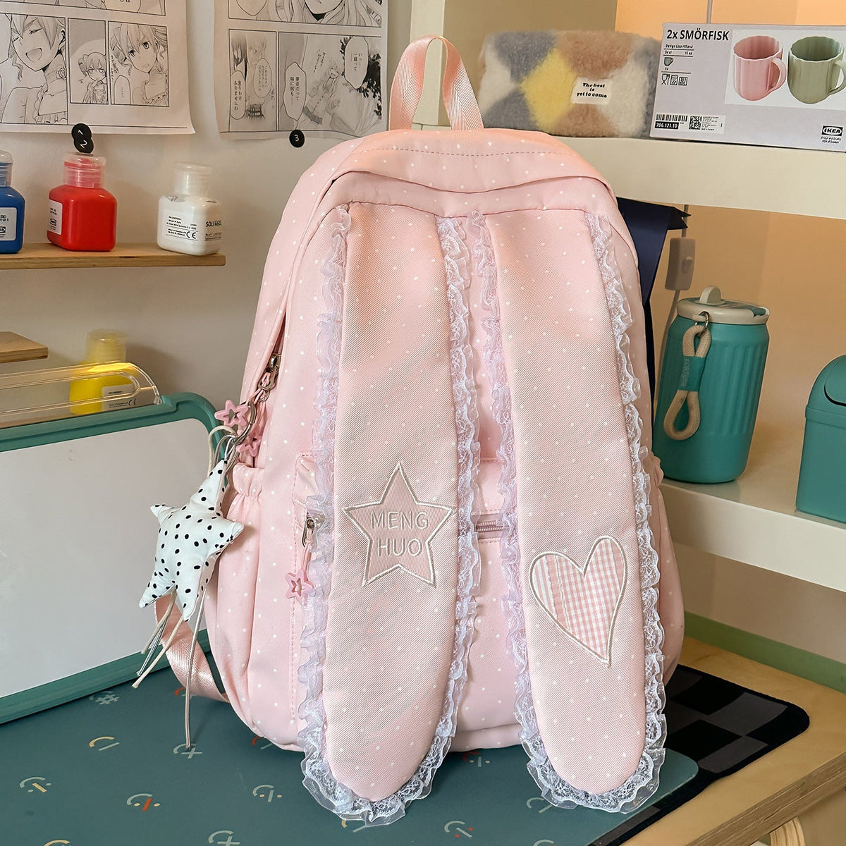 Cute Bunny-Ear Design Embellished Backpack LoungeYard — product view 6