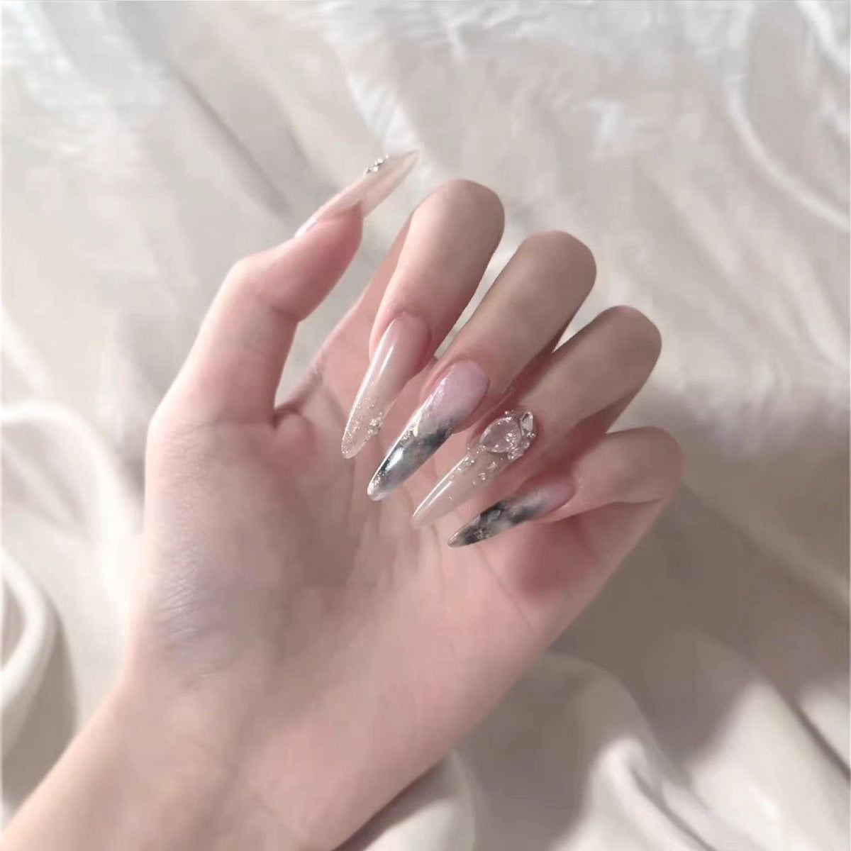 Premium Crystal-Accented Stiletto Nail Enhancements — product view 1