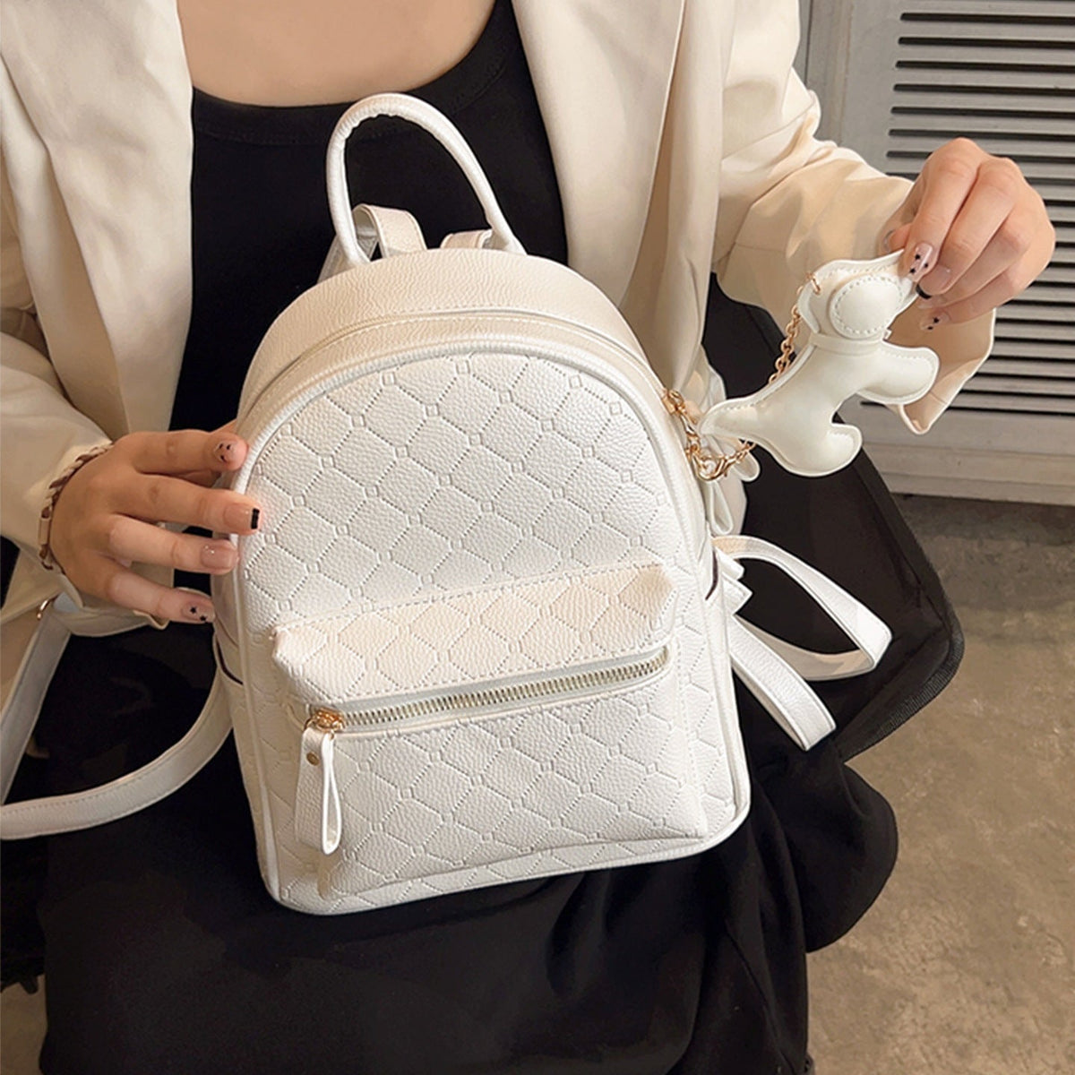 Stylish Textured Mini Backpack LoungeYard — product view 3