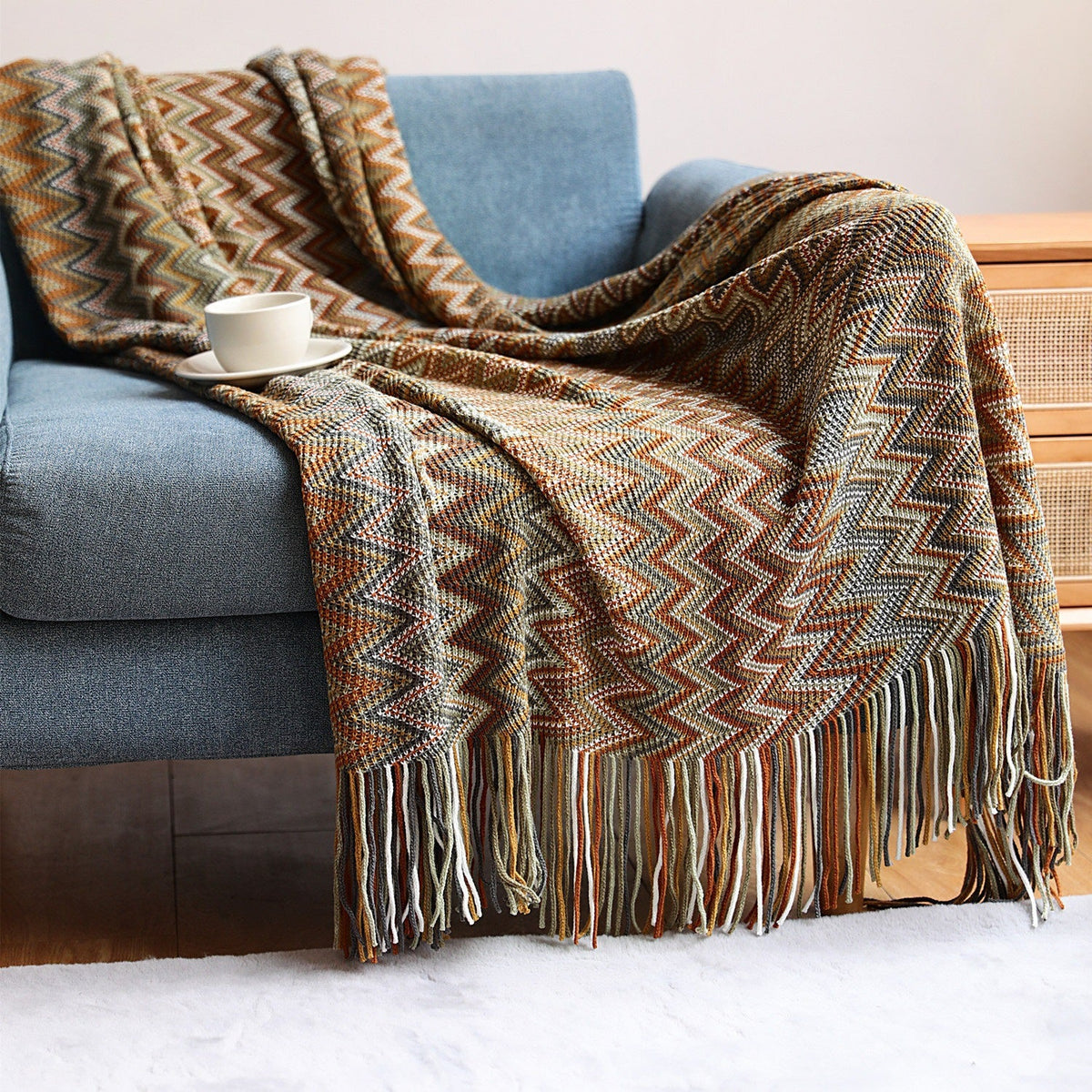 Zigzag Weave Throw Blanket LoungeYard — product view 1
