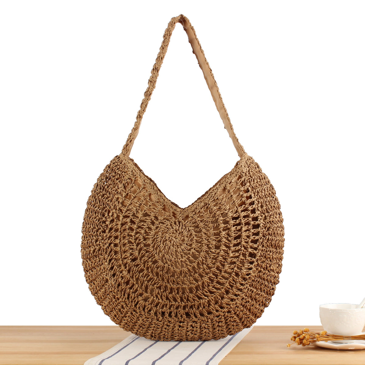 Hand-knotted tote bag with intricate wave pattern LoungeYard — product view 6