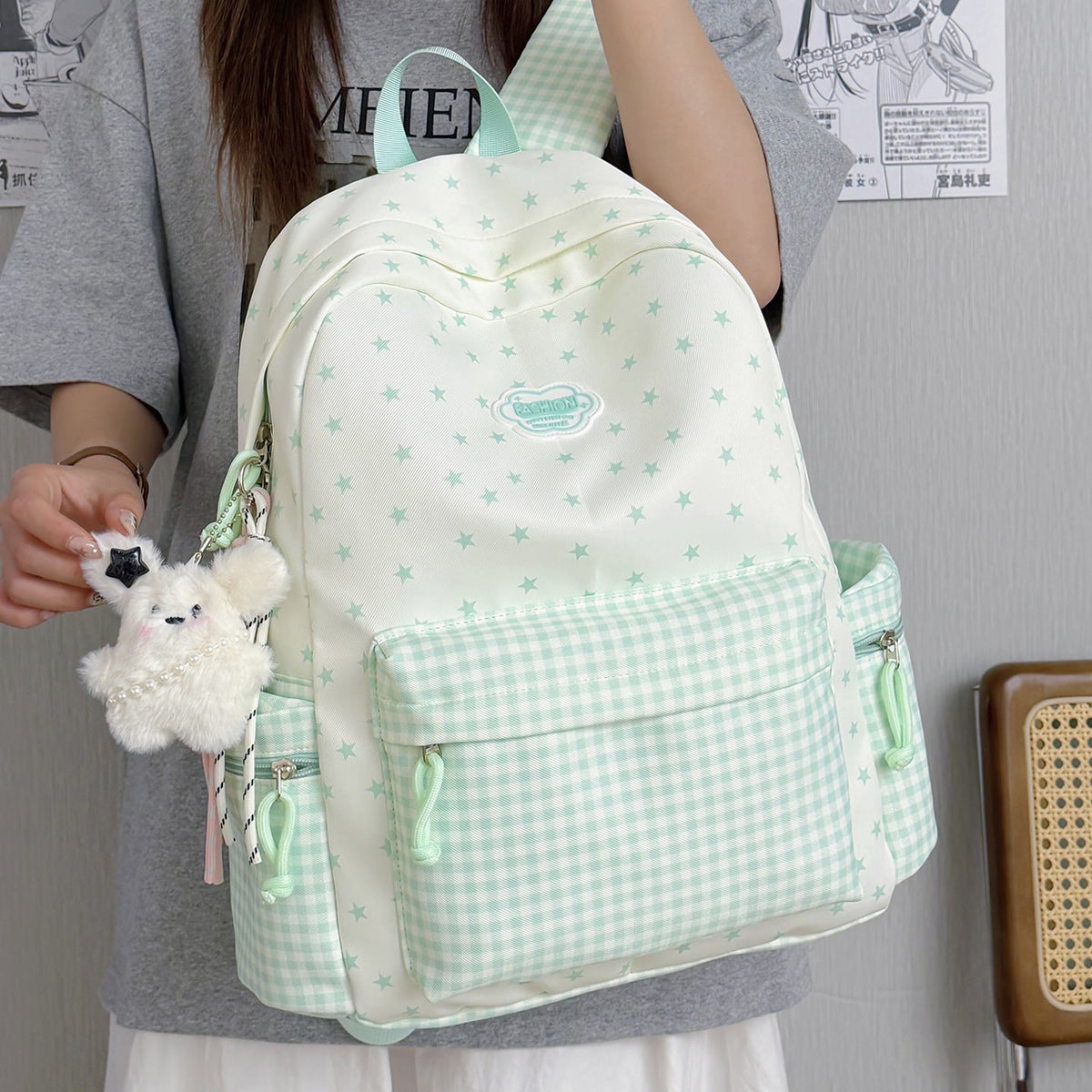 Fun Sparkly Star-Embellished School Backpack LoungeYard — product view 3