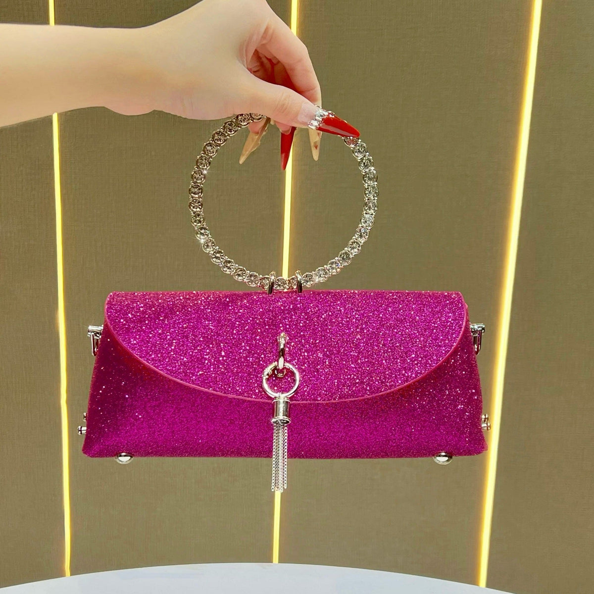 Sparkling Rhinestone-Handled Evening Clutch — product view 1