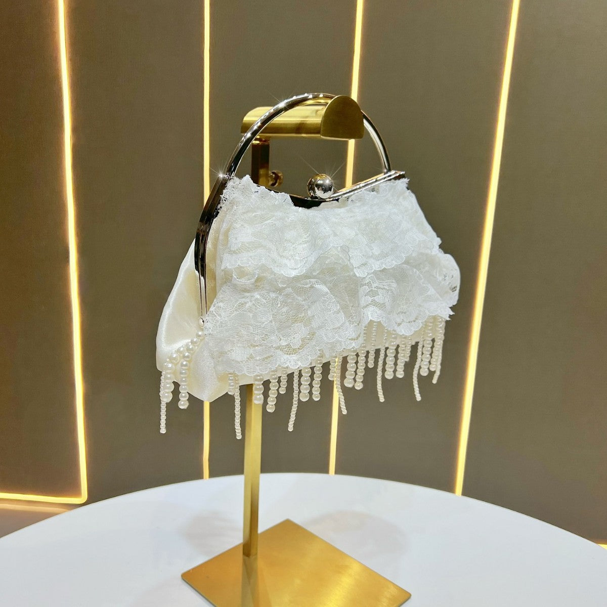 Ruffled Lace Evening Clutch — product view 2