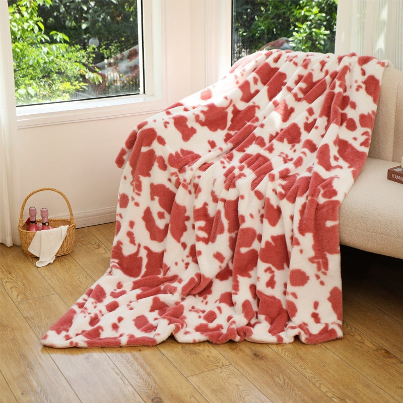 Plush Cow Print Throw Blanket — product view 6