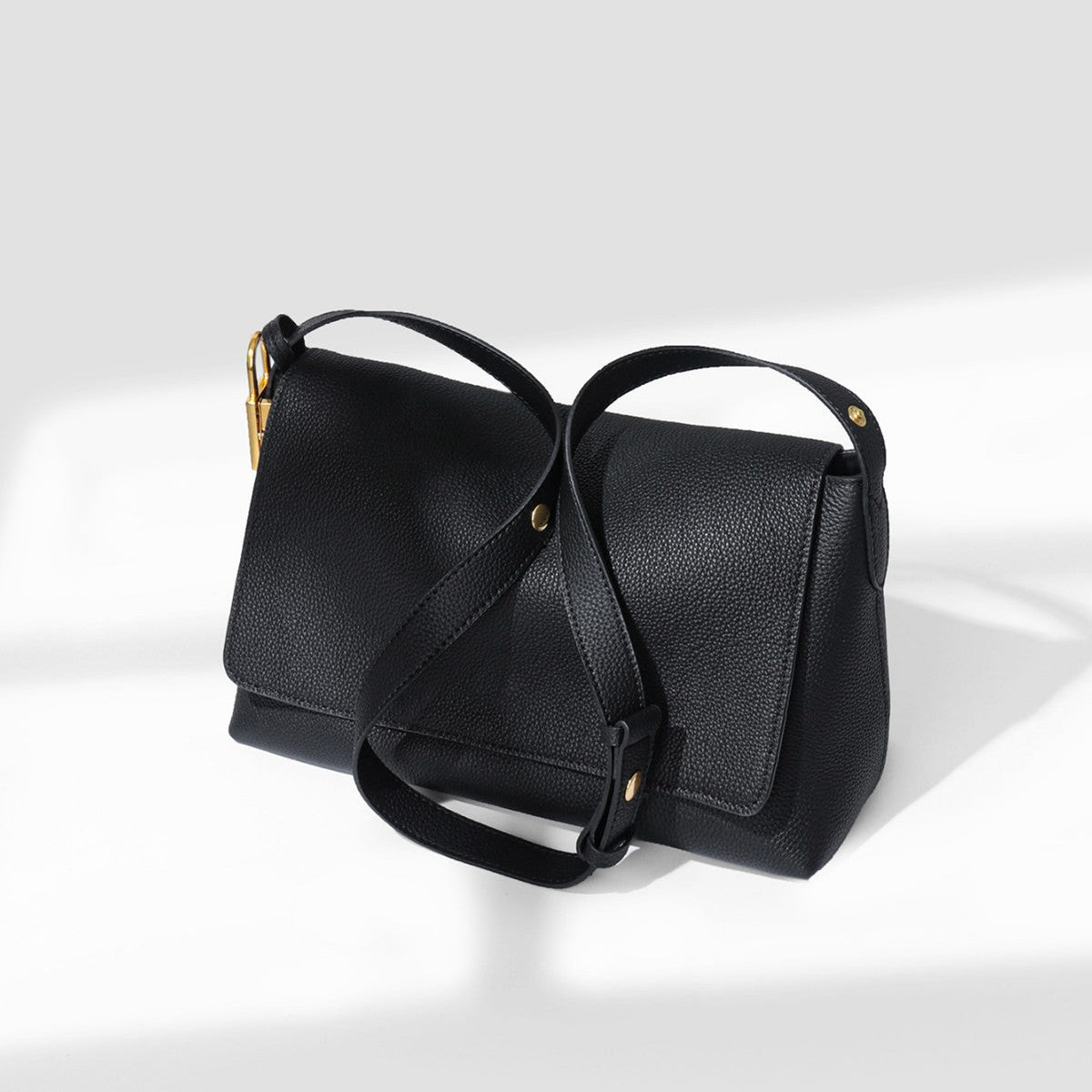 Pebbled Leather Structured Crossbody Satchel — product view 1